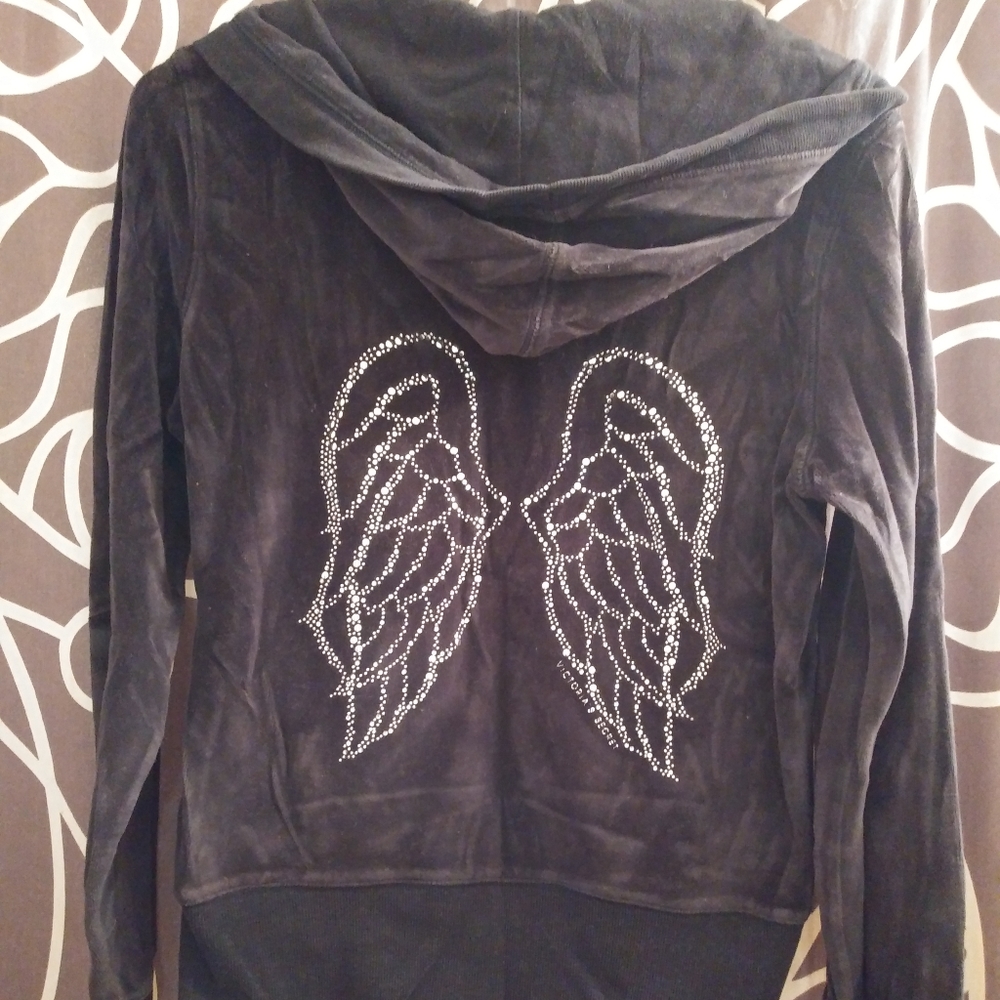 Victorias secret velvet rhinestone angel wings hoo